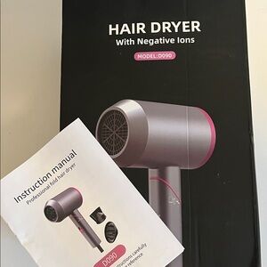 D090 Professional Ionic Hair Dryer - Gray and Pink